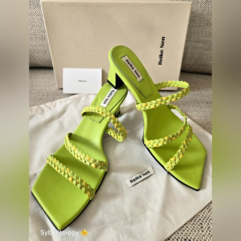 NWT REIKE NEN Size 38 Made in Korea Lemon-Melon Braided Strap 2,5'/6cm Heels